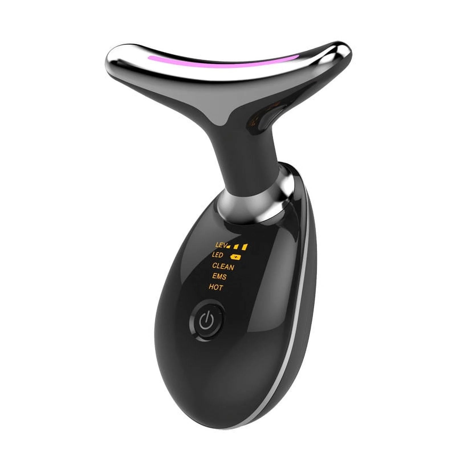 Red Light Therapy for Face, 7 Color LED Face Skin Rejuvenation for Face & Neck Beauty Device, Deplux Neck Tightening Device, Glossy Black