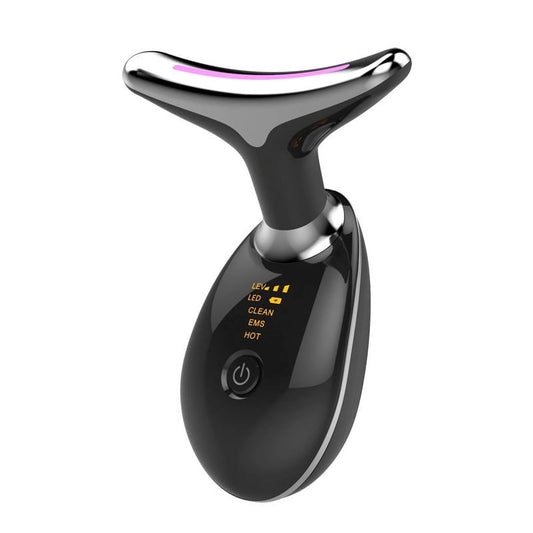 Red Light Therapy for Face, 7 Color LED Face Skin Rejuvenation for Face & Neck Beauty Device, Deplux Neck Tightening Device, Glossy Black